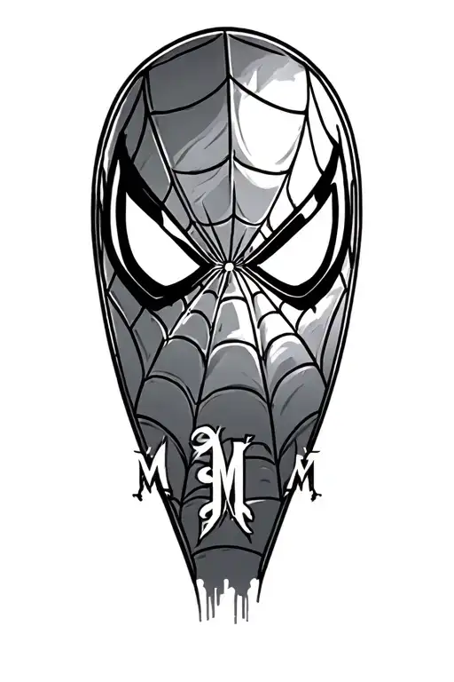 spiderman miles morales logo graffiti style with shadow include the letters B M tattoo design idea