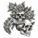 skull hand, playing cards,flowers tattoo design idea