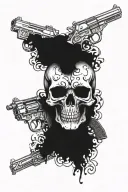 Skull with guns tattoo design idea