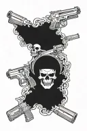 Skull with guns tattoo design idea
