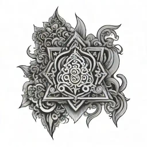 sak yant tattoo with thai and African tribal patterns  tattoo design idea