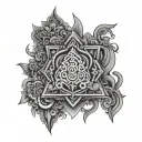 sak yant tattoo with thai and African tribal patterns  tattoo design idea