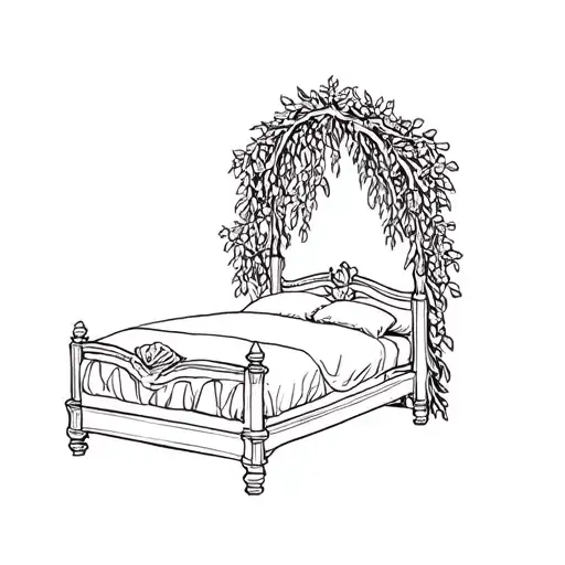 wedding bed carved into olive tree tattoo design idea