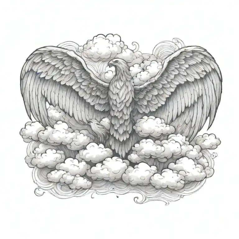 clouds as wings tattoo design idea
