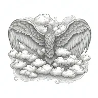 clouds as wings tattoo design idea