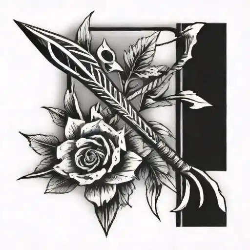 traditional bow arrows tattoo design idea