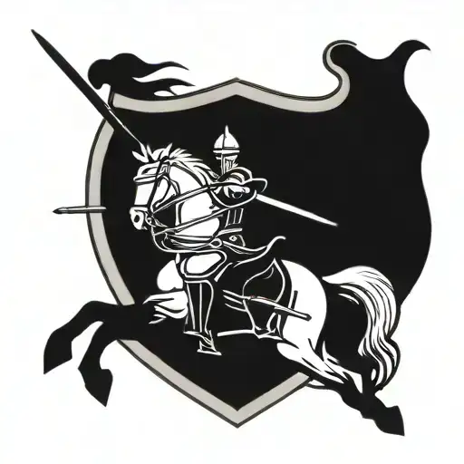 knights of crusades with bic cross around his shoulders , make photo from crusaders waist to head. minimalist tattoo tattoo design idea
