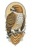 red-tailed hawk perched tattoo design idea