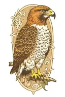 red-tailed hawk perched tattoo design idea