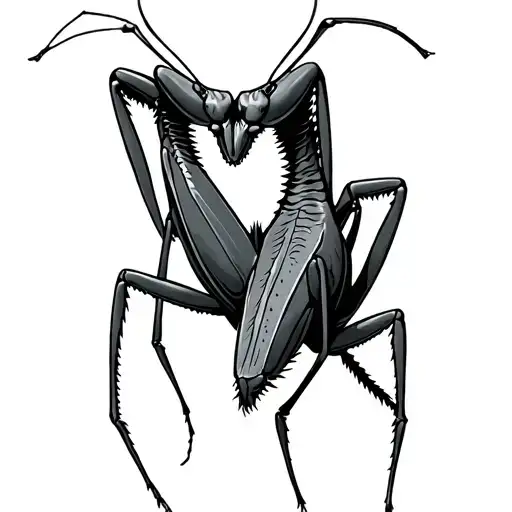 two-headed praying mantis one head fighting each other tattoo design idea