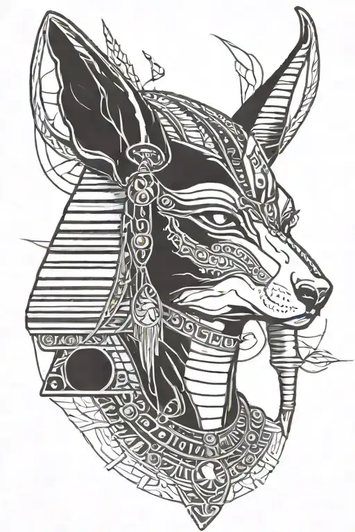 Ancient egypt female pharaoh anubis eye of horus tattoo design idea