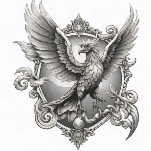 magestical liverbird tattoo in chest chest with wings wide spread and tail like dragon tattoo design idea