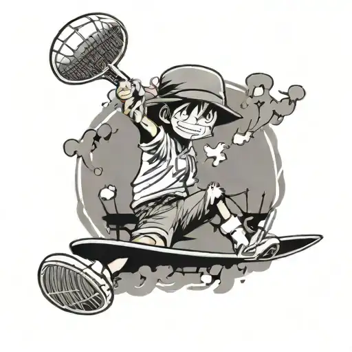 tennis and luffy hat tattoo design idea