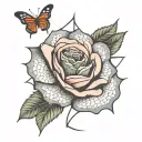 rose with spider web tattoo design idea