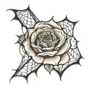 rose with spider web tattoo design idea