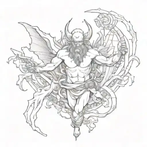 god killing the devil tattoo design idea