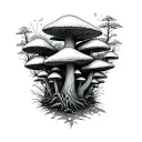 psychedelic mushroom forest tattoo design idea