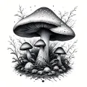 psychedelic mushroom forest tattoo design idea