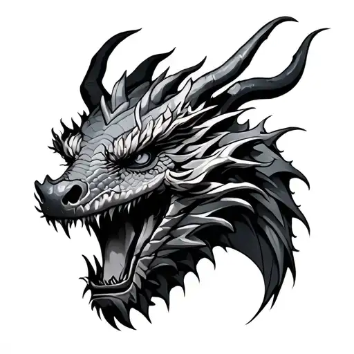 chest 3 dragon head tattoo design idea