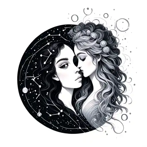 aquarius constellation merging together tattoo design idea