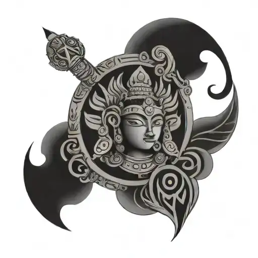 Maya style tattoo with thailand symbols tattoo design idea
