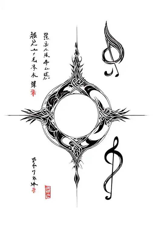 Cho Ku Rei power symbol tattoo design combining music elements tattoo design idea
