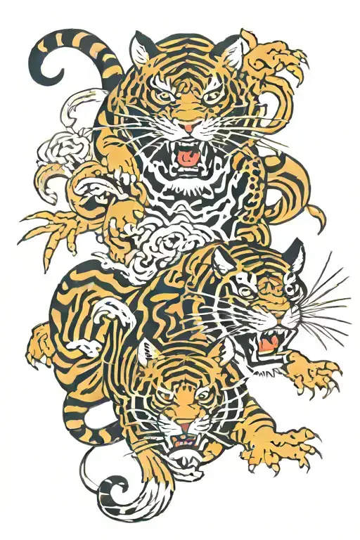 chinese zodic rat and tiger tattoo design idea