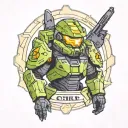 master chief halo tattoo design idea