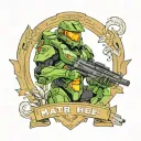 master chief halo tattoo design idea