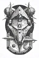 geometric sci fi spaceship tattoo design idea