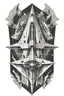 geometric sci fi spaceship tattoo design idea