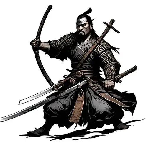 shogun warrior wielding a sword tattoo design idea