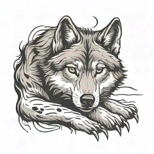 wolf's paw print tattoo design idea