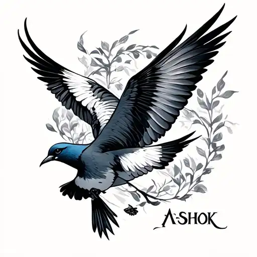 "Ashok" birds flying tattoo design idea