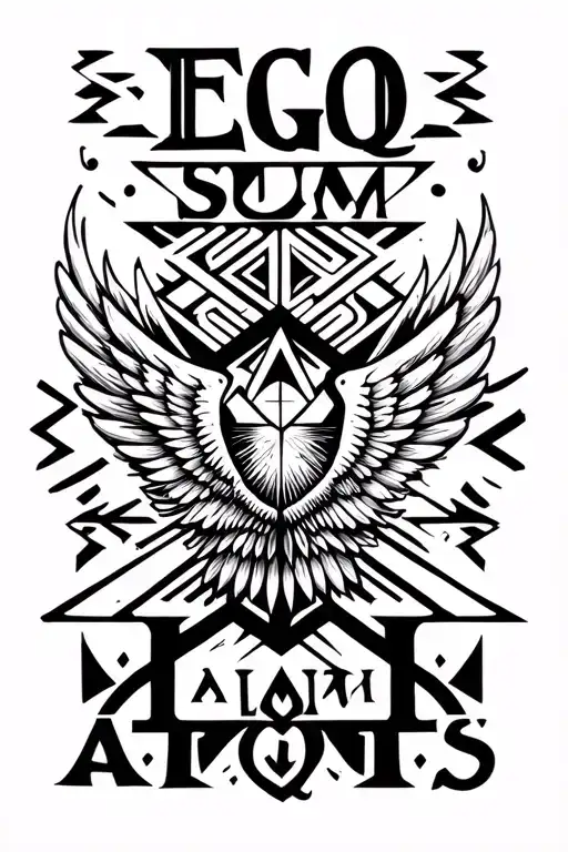 "Ego sum aliquis" wings flying tattoo design idea