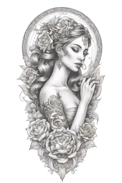 fortuna goddess surrounded tattoo design idea