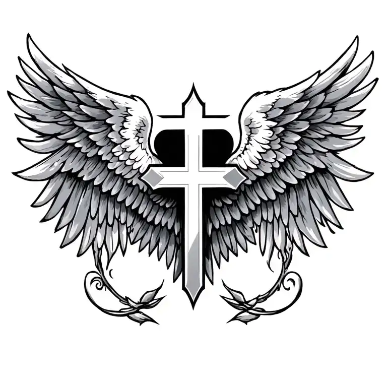 cross with wings tattoo design idea