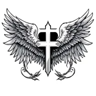 cross with wings tattoo design idea