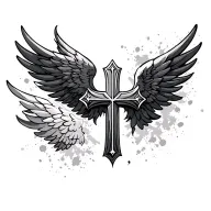 cross with wings tattoo design idea