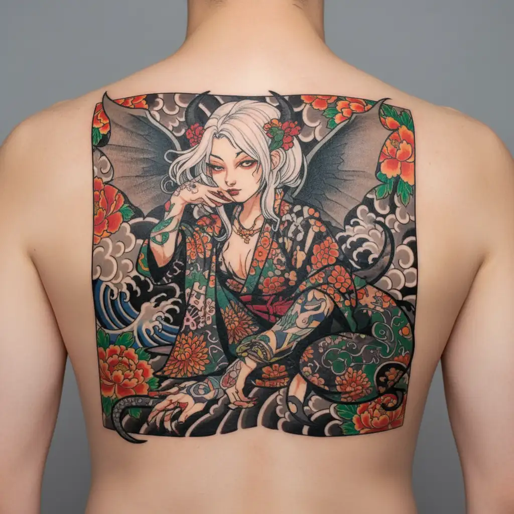 succubus white hair holding hope  tattoo design idea