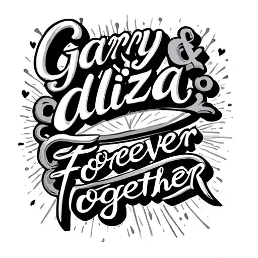 "Garry & aliza forever together" words tattoo design idea