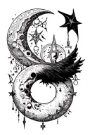 Witchy symbols with moons tattoo design idea