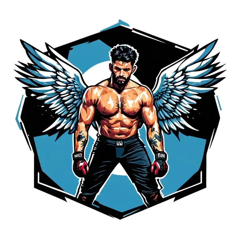 mma fighter with wings  tattoo design idea