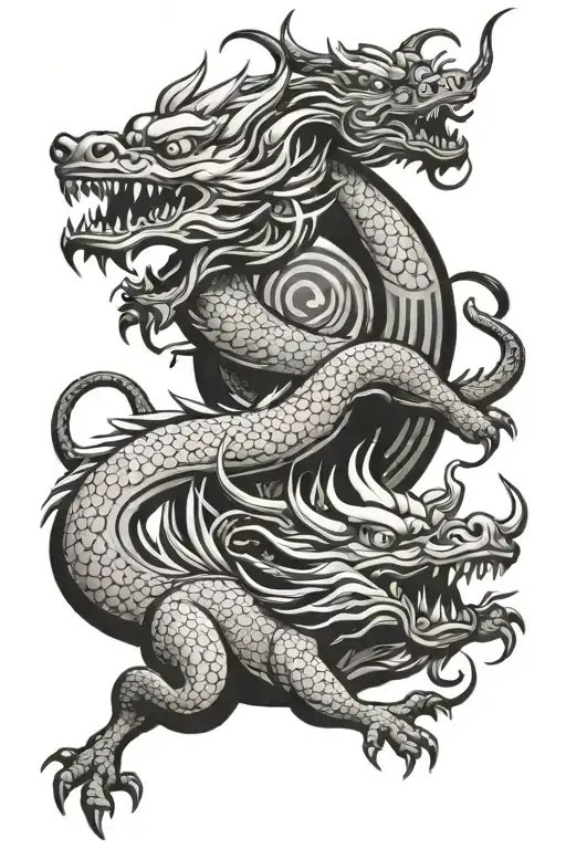 Chinese dragon, dog and pig tattoo design idea