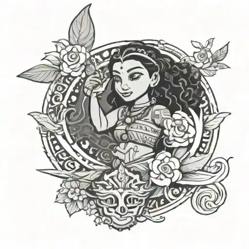Disney moana with maui tattoo design idea