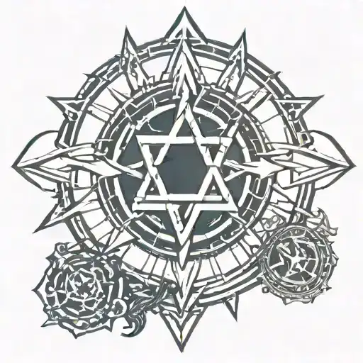 full metal alchemist transmutation circle with kingdom hearts touches  tattoo design idea