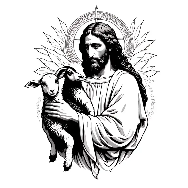Jesus holding a lamb tattoo design idea