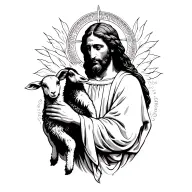 Jesus holding a lamb tattoo design idea
