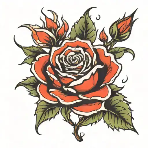 burning rose blooming tattoo design idea