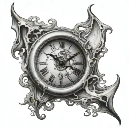 Dali style melted clock tattoo design idea